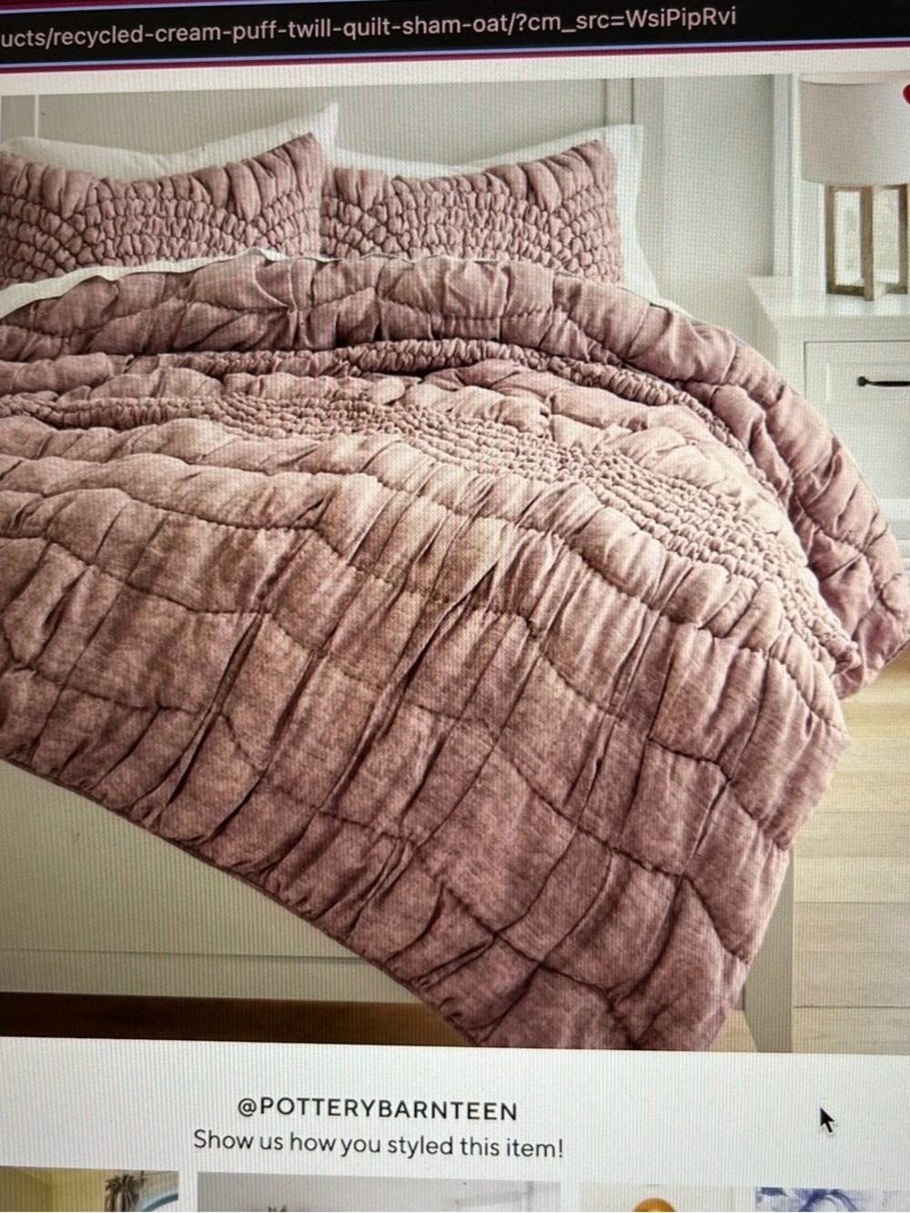 Pottery Barn Queen/Full Cream Puff Quilted Comforter & Double Sham Set